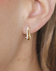 Diamond & Curved Gold Hoop