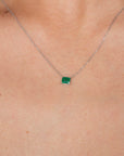Solitaire Square Emerald Necklace