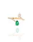 Pear Emerald & Diamond Wrap Ring