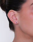 Lida - Mini Round Diamond Ruby Earrings