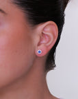 Lida -Mini Round Diamond Sapphire Earrings