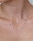 Lilla - Mini Emerald Drop and Diamond Drop Necklace
