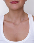 Lilla - Mini Ruby Drop and Diamond Drop Necklace