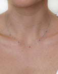 Lilla - Mini Ruby Drop and Diamond Drop Necklace