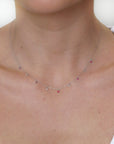 Lilla - Mini Ruby Drop and Diamond Drop Necklace