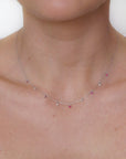 Lilla - Mini Ruby Drop and Diamond Drop Necklace