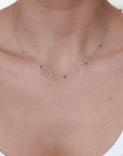 Lilla - Mini Ruby Drop and Diamond Drop Necklace