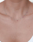 Lilla - Mini Ruby Drop and Diamond Drop Necklace