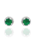 Emerald Round Studs Earrings