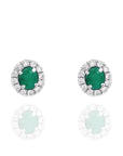 Emerald Semi Oval Earrings