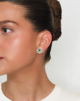 Nara - Big Flower Climber Emerald Earrings