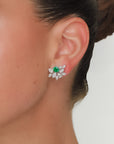 Nara - Big Flower Climber Emerald Earrings
