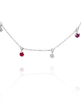 Lilla - Mini Ruby Drop and Diamond Drop Necklace