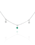 Lilla - Mini Emerald Drop and Diamond Drop Necklace