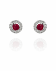 Lida - Mini Round Diamond Ruby Earrings