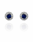 Lida -Mini Round Diamond Sapphire Earrings