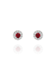 Lida - Mini Round Diamond Ruby Earrings
