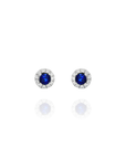 Lida -Mini Round Diamond Sapphire Earrings