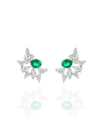 Nara - Big Flower Climber Emerald Earrings