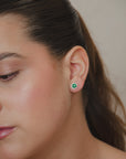 Emerald Round Studs Earrings