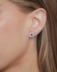 Mini Square Sapphire Earrings