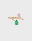 Pear Emerald & Diamond Wrap Ring