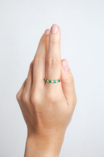 Emerald and Smaller Diamond Ring