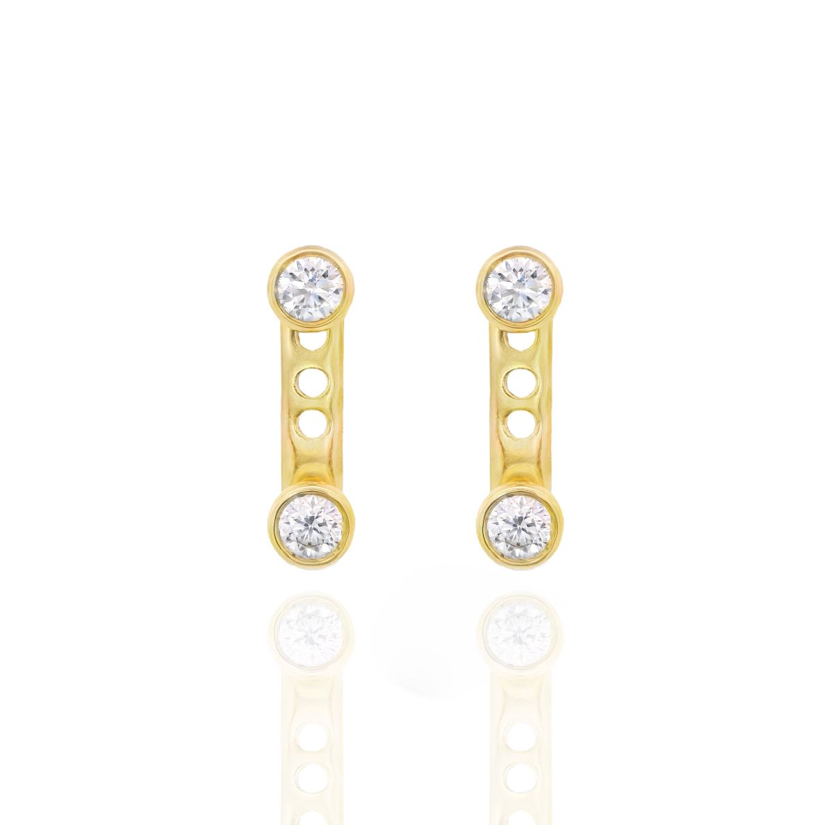 Vera- Diamond Bezel Earrings with Earjacket Set