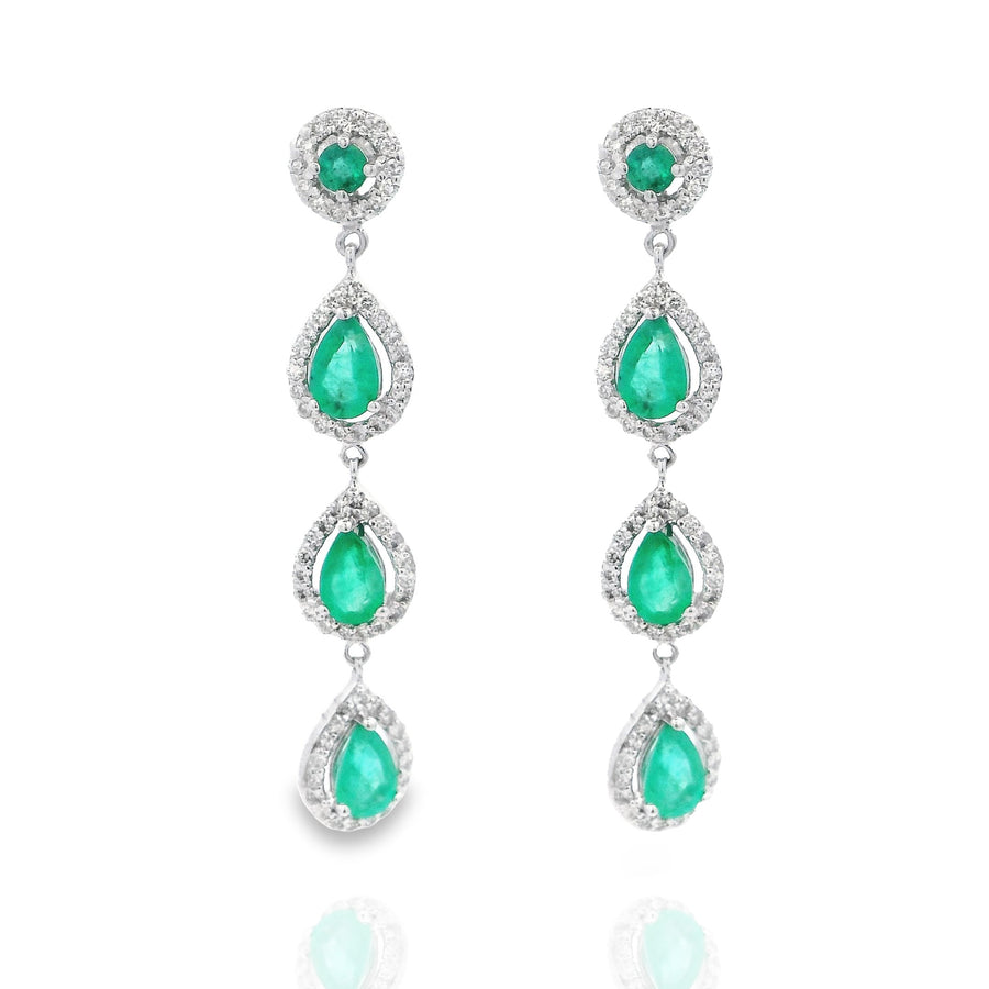 4 Drop Emerald Earring