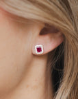 Ruby Rectangular Earrings