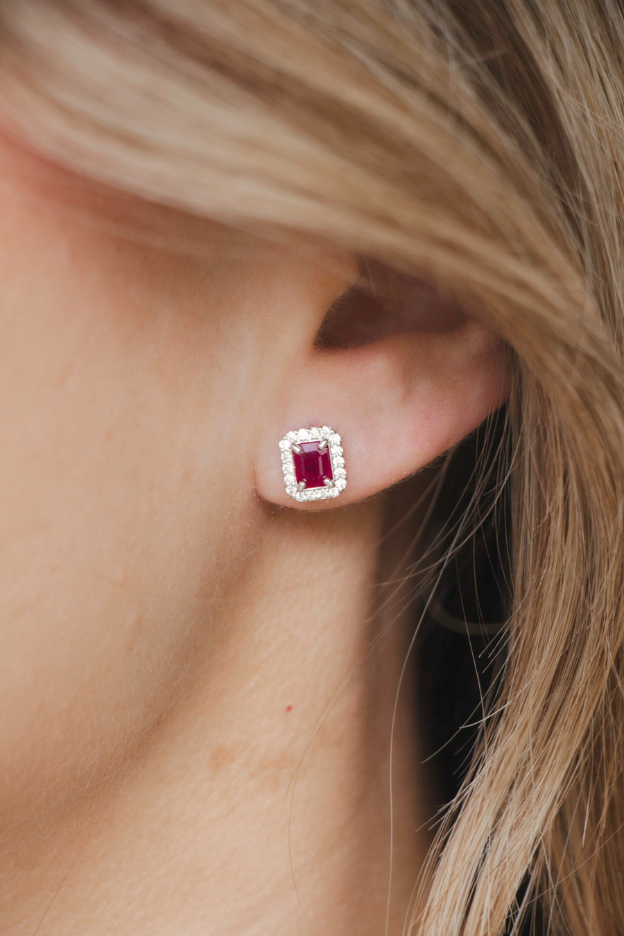 Ruby Rectangular Earrings