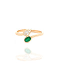 Bezel Wrap Emerald & Diamond Ring