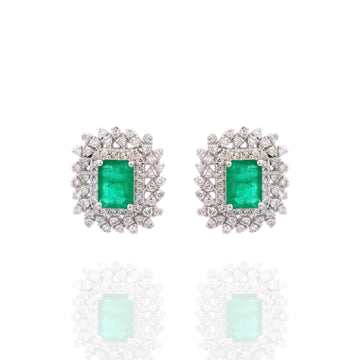 Emerald Doble Halo Earrings