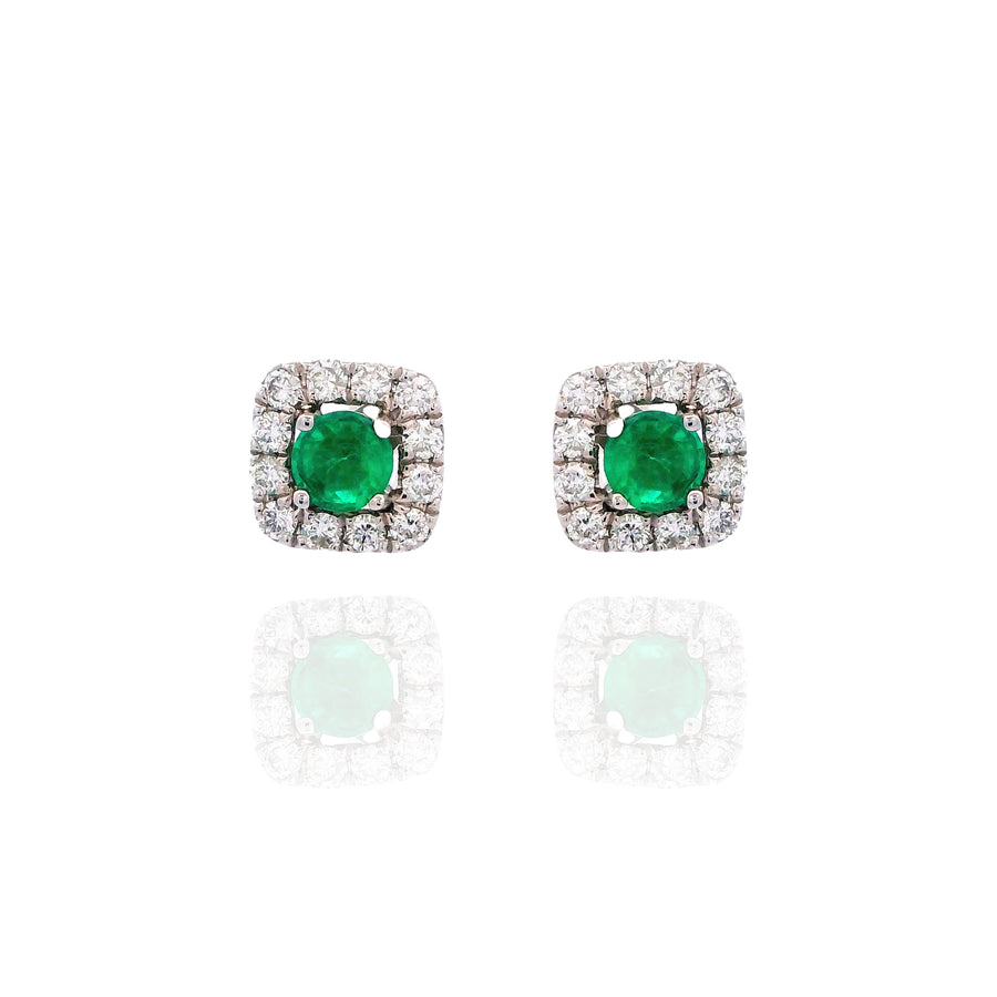 Mini Emerald and Diamond Earrings