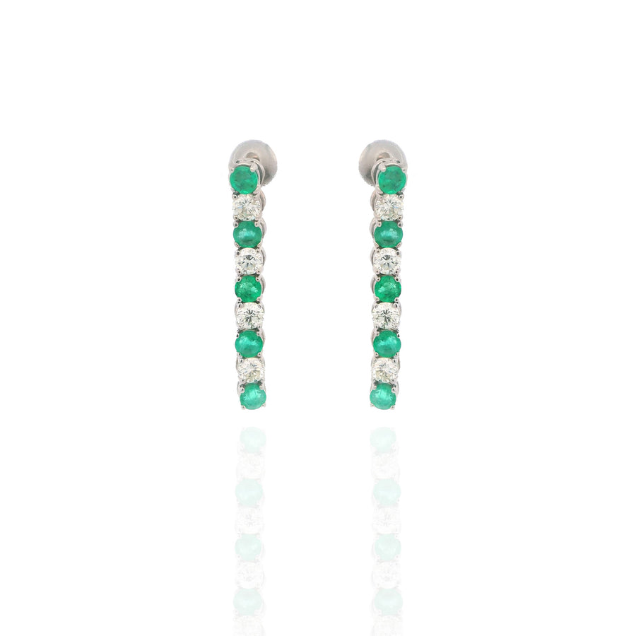 Emerald Diamond Long Earrings