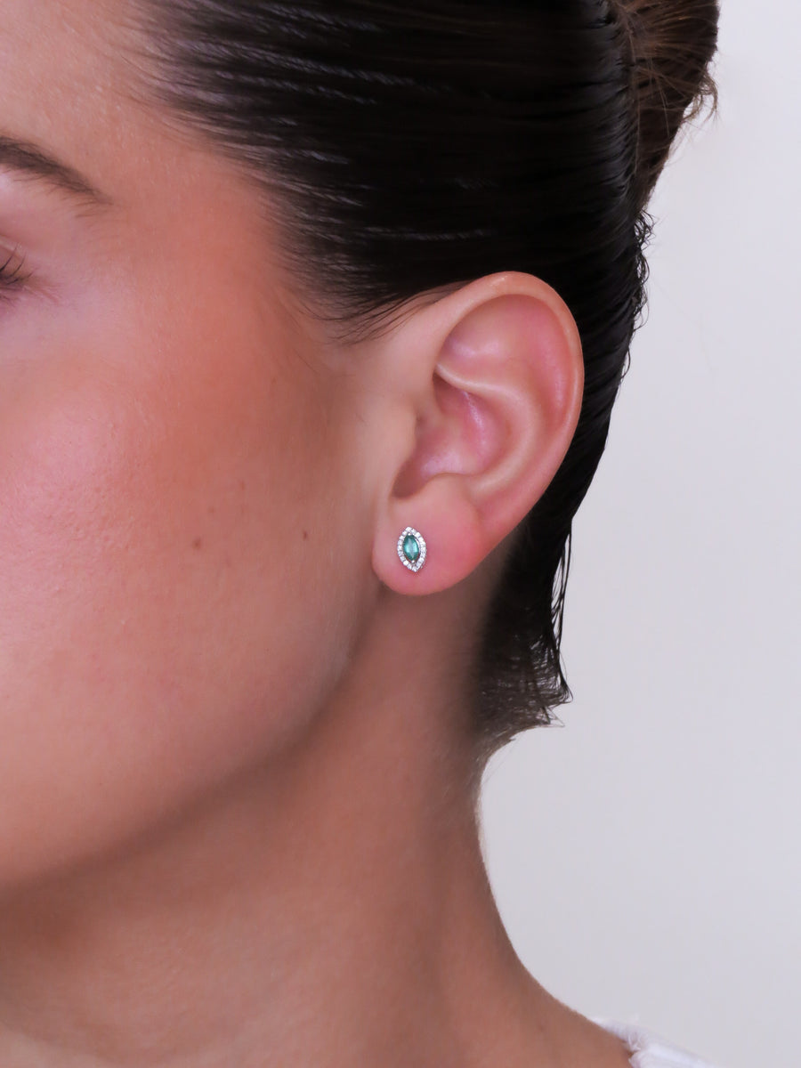 Onda - Marquise Emerald Diamond Earrings