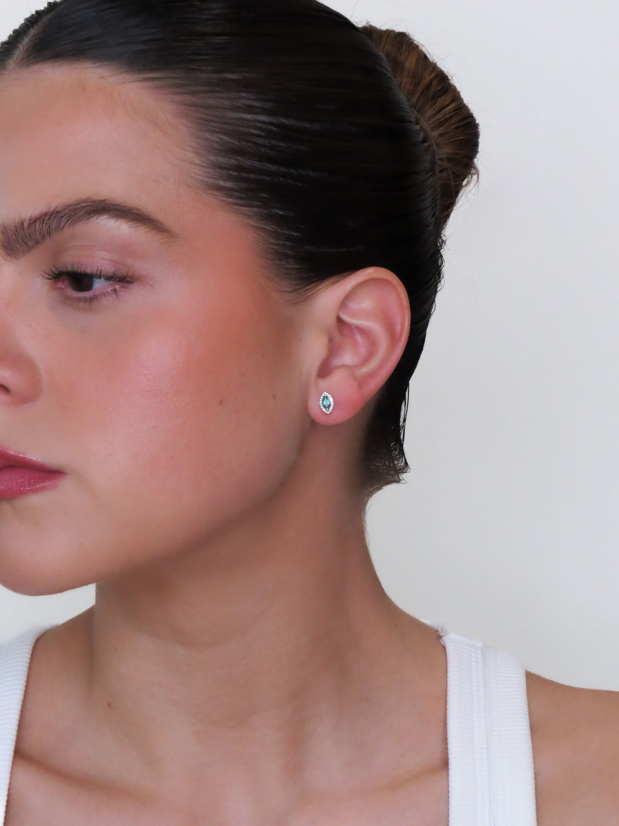 Onda - Marquise Emerald Diamond Earrings