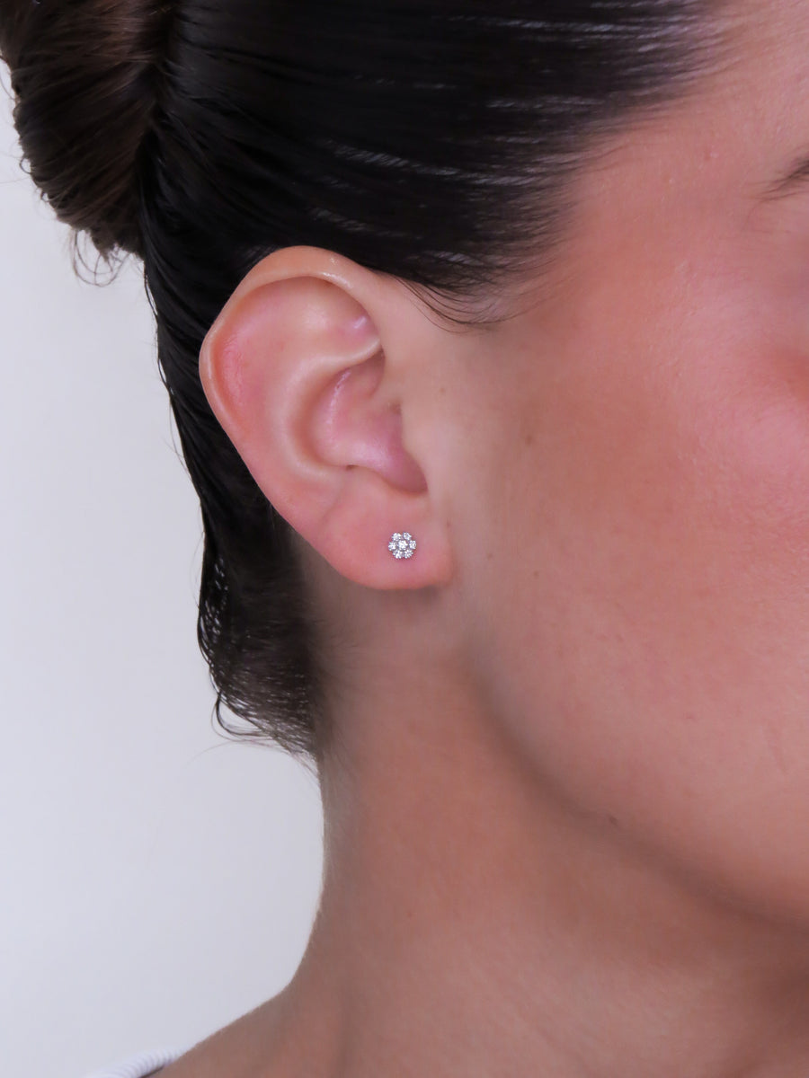 Dori - Mini Diamond Flower Earrings