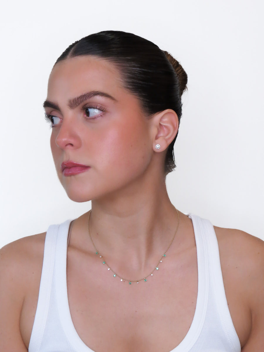 Alba- Emerald Drop and Round Diamond Drop