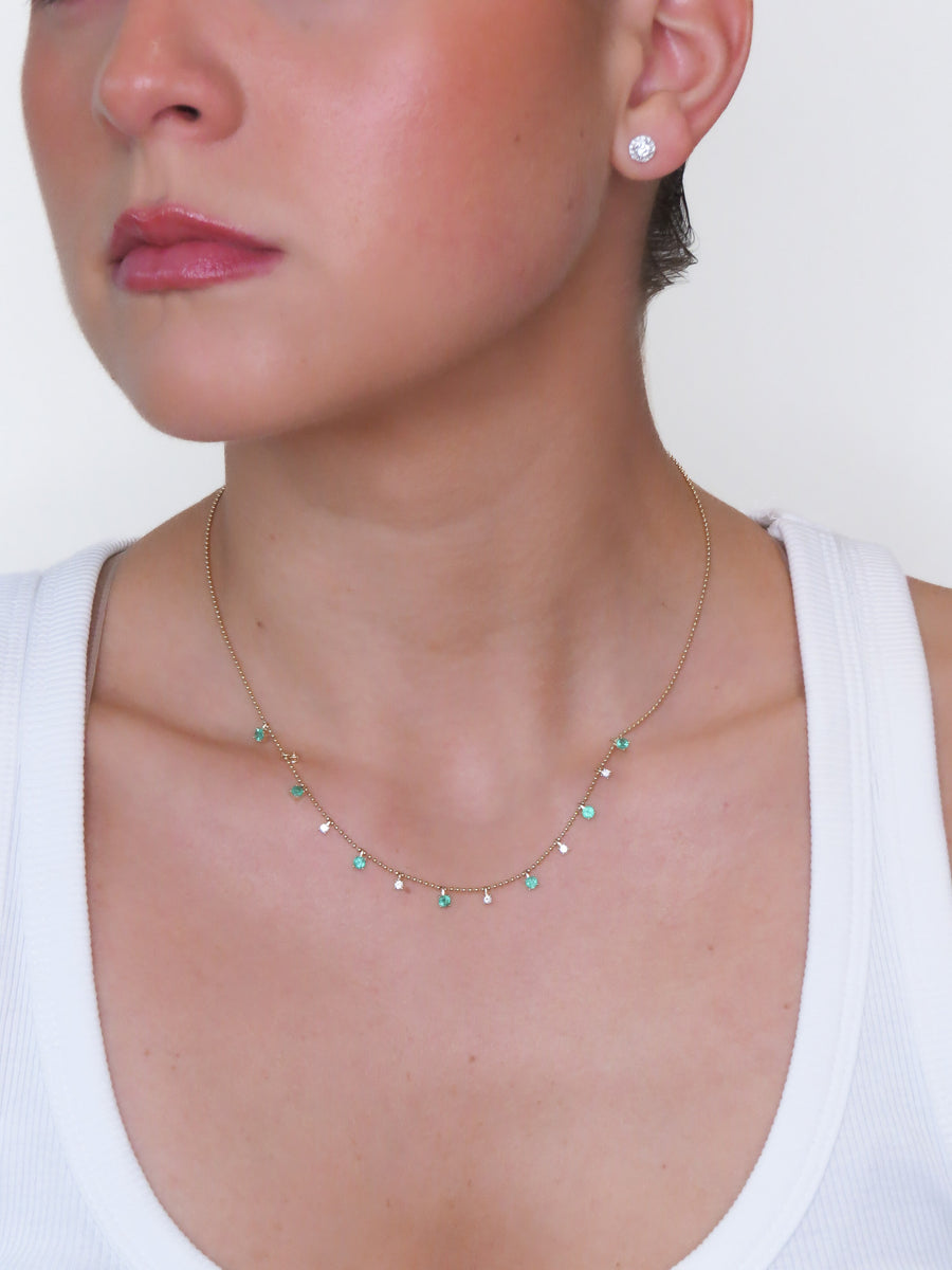 Alba- Emerald Drop and Round Diamond Drop