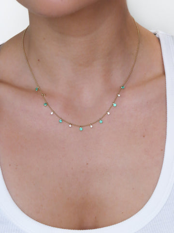 Alba- Emerald Drop and Round Diamond Drop