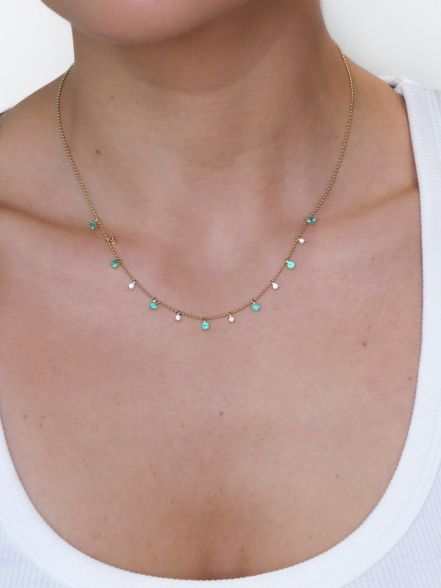 Alba- Emerald Drop and Round Diamond Drop