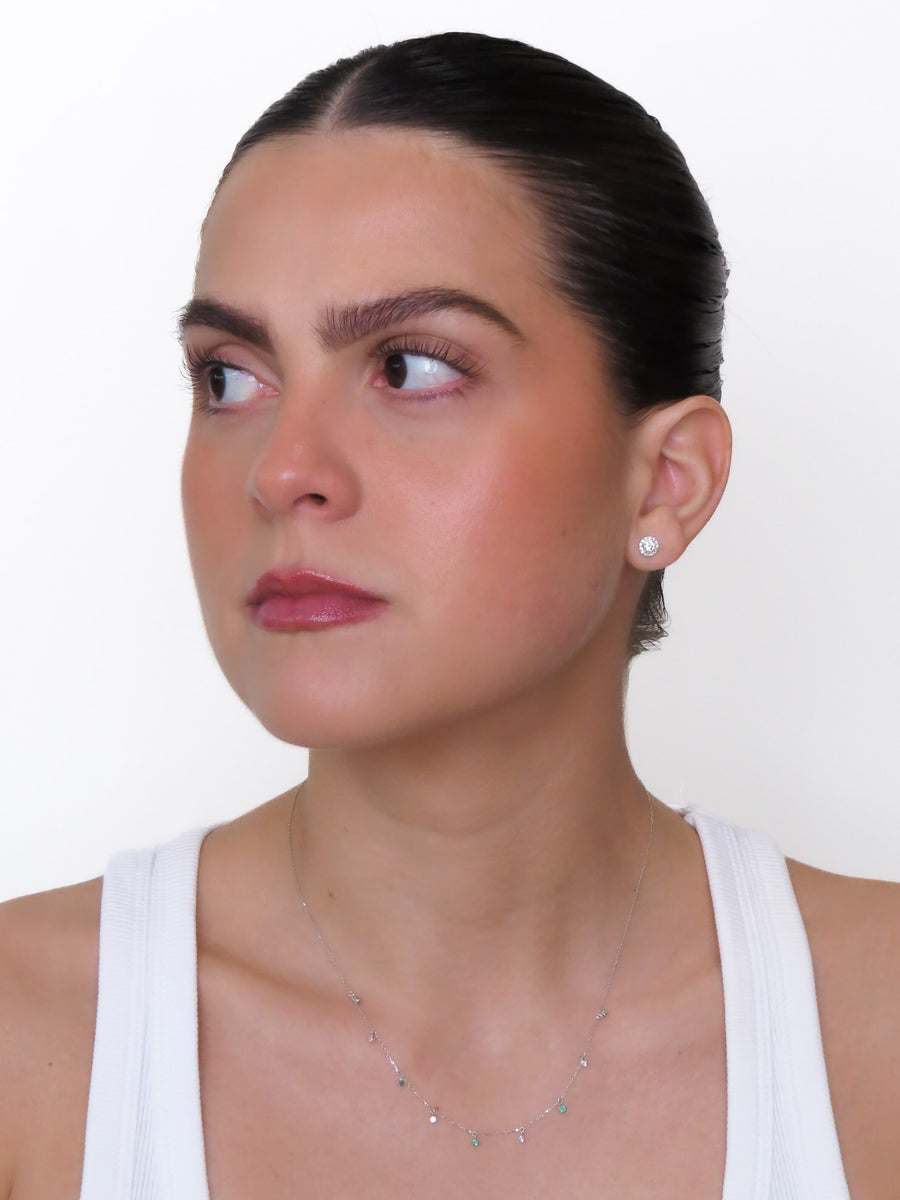 Lilla - Mini Emerald Drop and Diamond Drop Necklace