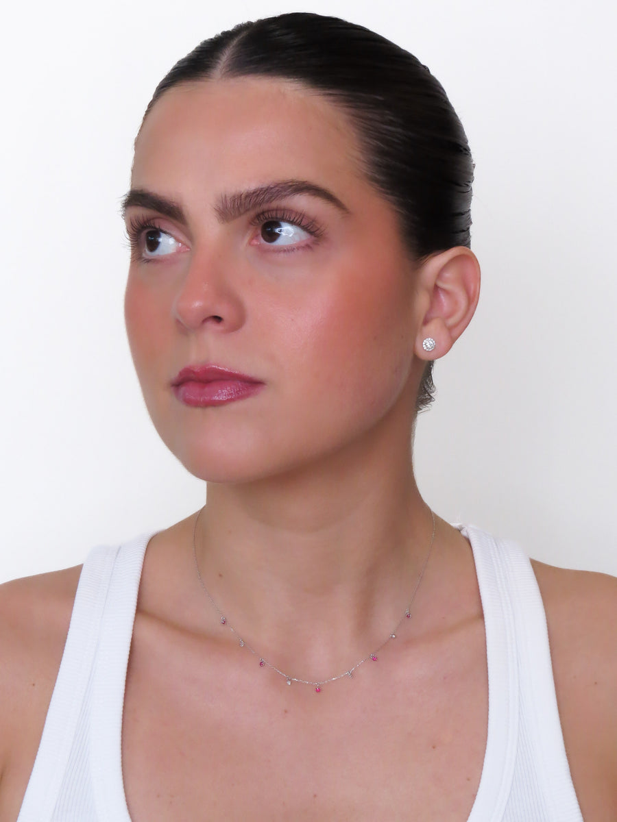 Lilla - Mini Ruby Drop and Diamond Drop Necklace