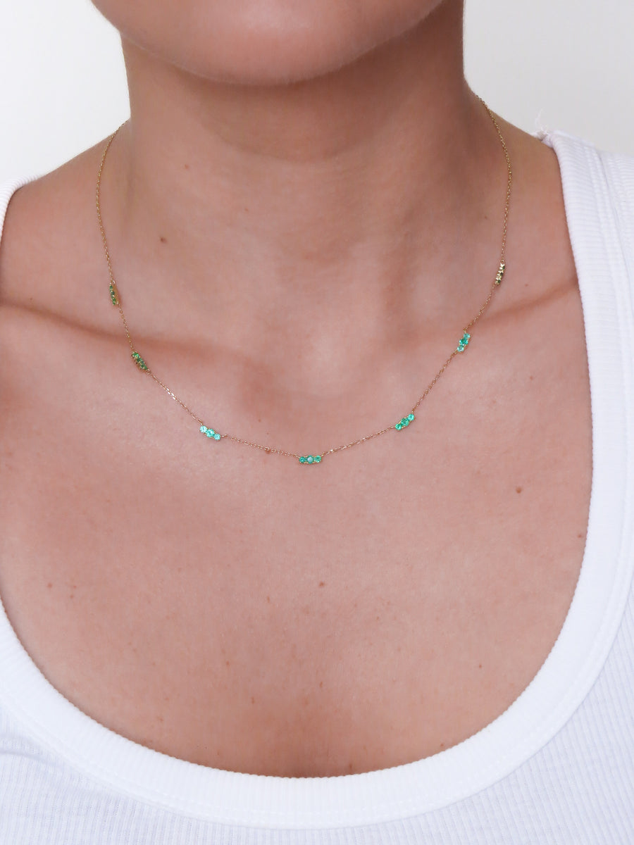Celo -Three Drop Emerald Necklace