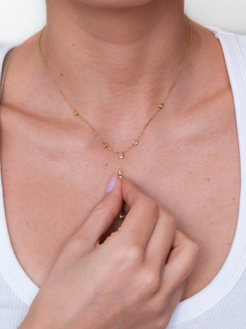 Luna- Two in One Diamond Bezel Necklace