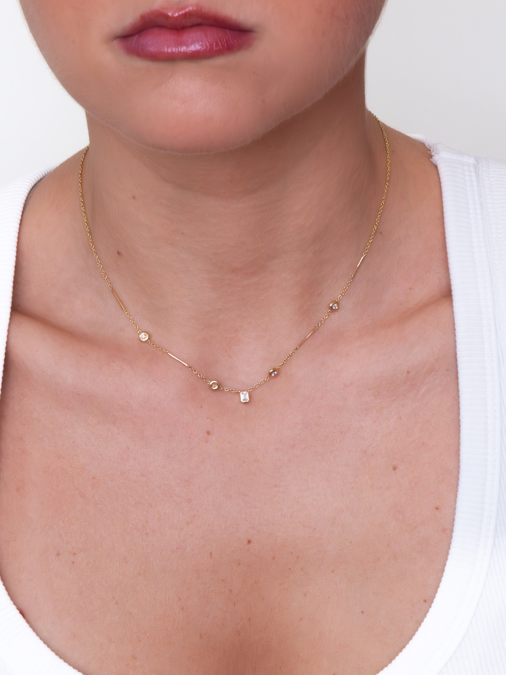 Luna- Two in One Diamond Bezel Necklace