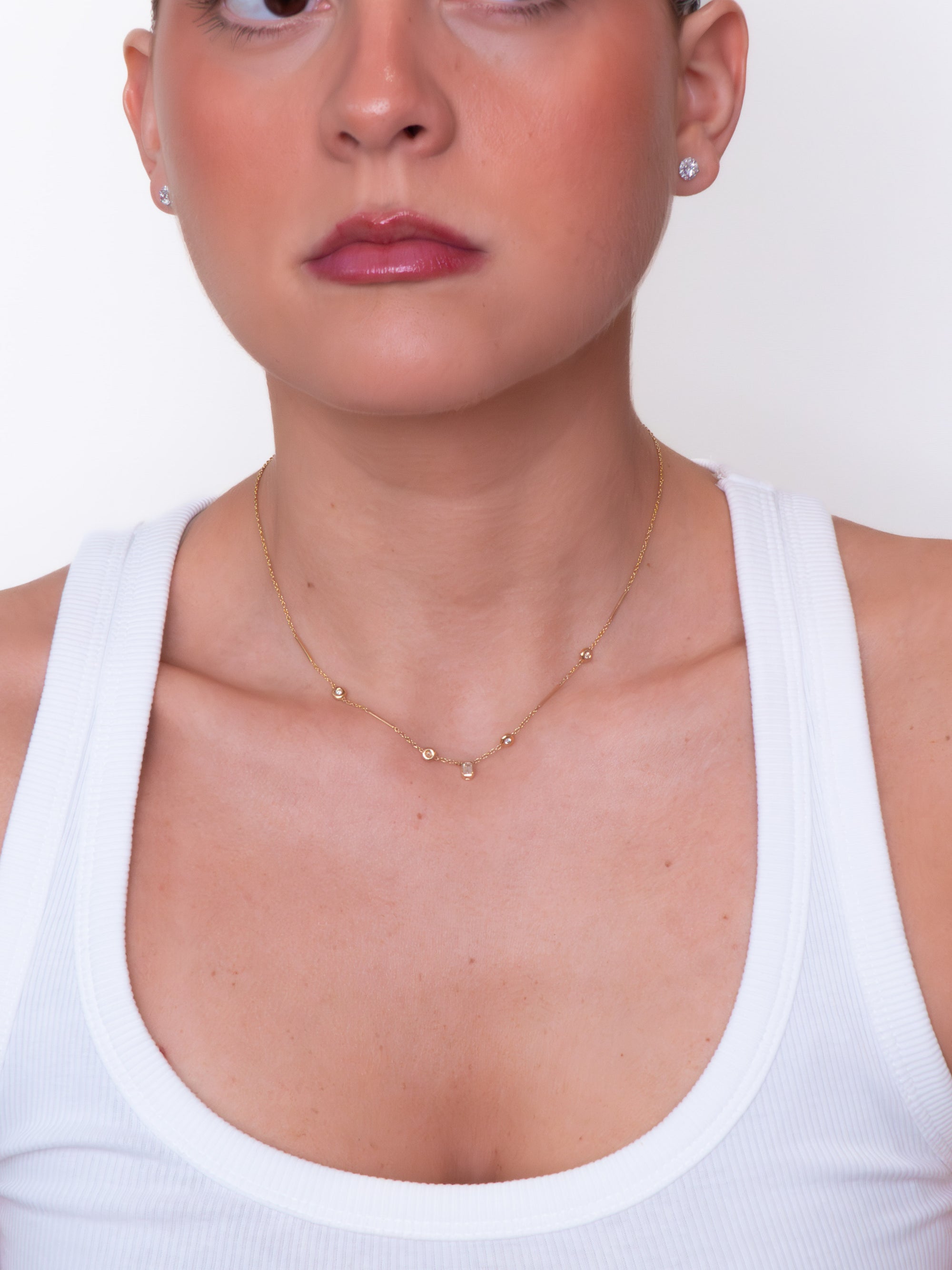 Luna- Two in One Diamond Bezel Necklace