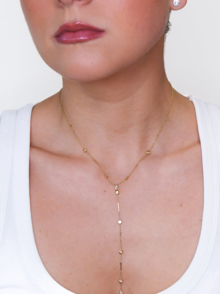 Luna- Two in One Diamond Bezel Necklace