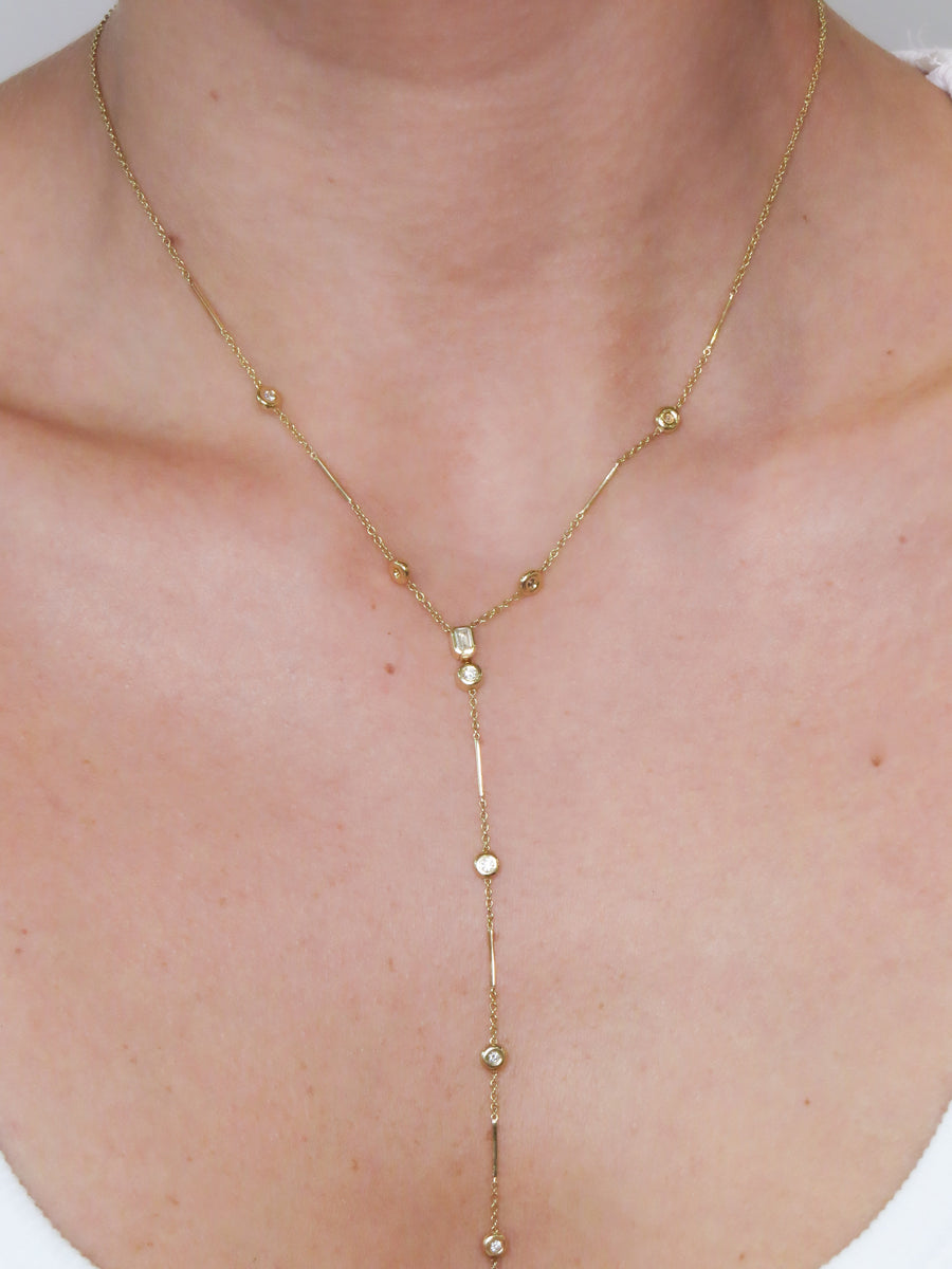 Luna- Two in One Diamond Bezel Necklace